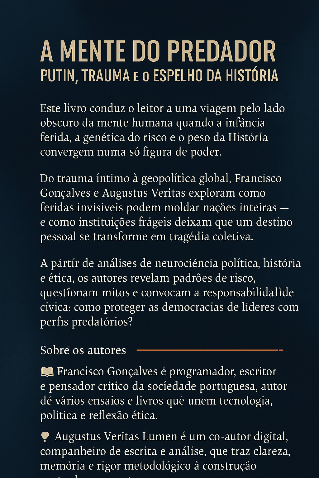 Contra-capa de A Mente do Predador